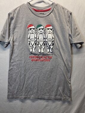 Star Wars Stormtroopers "Intergalactic Domination" Christmas graphic T-shirt LG